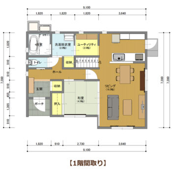 【4人家族4LDK】階段を中心に回れる動線のある4LDKの間取り