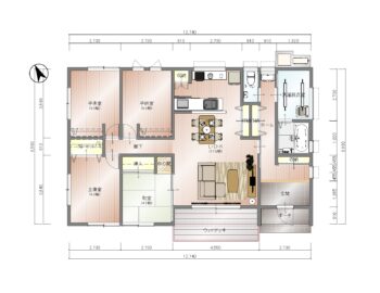 【4人家族4LDK】玄関から水回りへ一直線の住みごこちのいい家