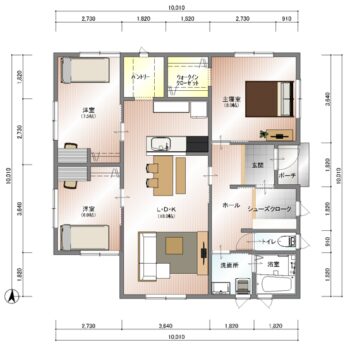 【4人家族3LDK】玄関近くに水回りがある住みごこちのいい家